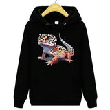 Men's Hoodie Vivid Spotted Patterns With Bright Colors On Majestic Gecko
