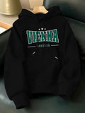 Men's Hoodie Vienna Urban Retro Green Lettering Hooded Sweatshirt