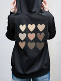 Women's Hoodie Neutral Tones Arranged In Rows Of Nine Hearts