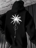 Men's Hoodie Midnight Serenity With Abstract Geometric Symbols Under Palm Tree
