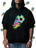 Men's Hoodie Neon Color Splash Bursting Paint Effect Soccer Ball