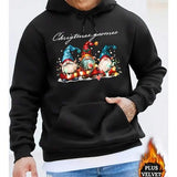 Men's Hoodie Christmas Gnomes With Colorful Holiday Lights And Festive Hats Under Starry Night Gnome