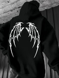 Men's Hoodie Electric White Lightning Wing Design On Black Hoodie