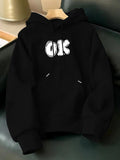 Men's Hoodie Cartoon Bubble Letters In Bold Style Ok
