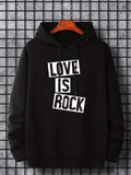 Men's Hoodie Love Is Rock Bold Lettering With Graphic Block Letters Hoodie