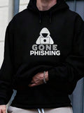 Men's Hoodie Gone Phishing Graphic Hoodie With Hooded Figure Art Text