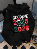 Men's Hoodie Goodbye 2025 Hello 2026 Christmas Lights And Festive Holiday Numbers Hoodie