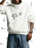 Men's Hoodie Playful Outline Turtles Swimming Among Peaceful Gentle Ocean Turtles