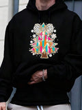 Men's Hoodie Colorful Snowflake Pattern With Leopard Print Christmas Tree