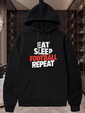 Men's Hoodie Eat Sleep Red Text With Sporty Slogan Bold Modern Hoodie Football