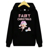 Men's Hoodie Fairy Christmas With Pink Hat Presents And Cheerful Fairy
