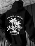 Men's Hoodie Unlimited Adventures California With Palm Trees And Seaside Paradise Scene