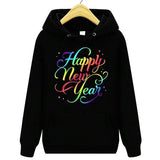 Men's Hoodie Happy New Year Colorful Swirl Design With Festive Sparkling Accents Hoodie