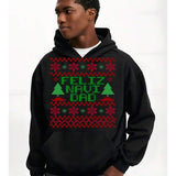 Men's Hoodie Geometric Festive Pattern With Christmas Trees And Merry Holiday Motif Hoodie