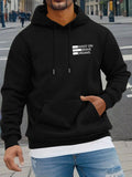 Men's Hoodie Never Give Up Bold Minimalist Statement With White Typographic Stripes Hoodie