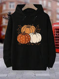 Men's Hoodie Three Autumn Pumpkins Surrounded By Falling Leaves Under Soft Shadows Pumpkin