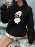 Women's Hoodie Retro Holiday Santa With Sunglasses And White Curly Beard
