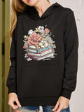 Women's Hoodie Blooming Roses With Vintage Books And Gentle Pastel Flowers