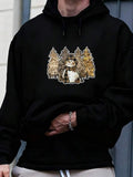 Men's Hoodie Enchanted Pine Forest With Warm Light Behind Furry Hedgehog