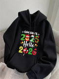 Men's Hoodie Goodbye 2025 Hello 2026 With Festive Santa Hat Candy Cane Numbers Hoodie