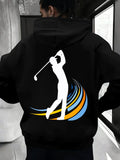 Men's Hoodie Dynamic Swing With Colorful Arcs And Golf Player Silhouette