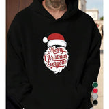 Men's Hoodie Merry Christmas Everyone Red Santa Hat With White Snow Beard