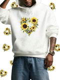Men's Hoodie Clustered Sunflowers Blossoming In A Shaped Heart Formation Flower