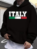 Men's Hoodie Bold Text With Tricolor Blocks Representing Italy On Hoodie