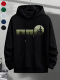 Men's Hoodie Misty Pines Under Moonlight With Forest Silhouette And Rising Sun