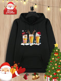 Men's Hoodie Christmas Cheer With Festive Beer Glasses And Holiday Decorations