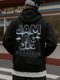Men's Hoodie Jam Session Shining Neon Lights With Electric Guitars Surrounded By Dolphins Hoodie
