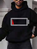 Men's Hoodie Minimalist Low Battery Symbol With Red Warning Bar Battery