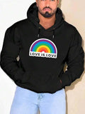 Men's Hoodie Love Is Love Vibrant Rainbow With Bold Colors And Cheerful Arched Shape Design Rainbow