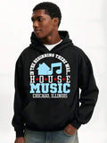 Men's Hoodie In The Beginning There Was House Music Chicago Illinois With Blue House Note