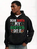 Men's Hoodie Dear Santa Funny Christmas Trees With Candy Canes And Snowflakes Hoodie