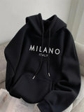 Men's Hoodie Milano Italy Minimal Lettering On Smooth Soft Fabric Hoodie