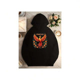 Men's Hoodie Phoenix Surrounded By Colorful Fiery Feathers Among Rising Flames Phoenix