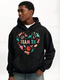 Men's Hoodie Team TK Fun Colorful Dinosaurs Whimsical Pencils And Apple Among Preschool Shapes Hoodie