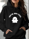 Women's Hoodie Youre Bootiful Smiling Ghost Surrounded By Playful Lettering Halloween Spirit