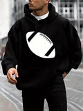 Men's Hoodie Bold White Graphic Football On Sporty Hoodie Football