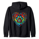 Men's Hoodie Radiant Multicolor Hearts And Paws Patterned In Vibrant Tie Dye Heart