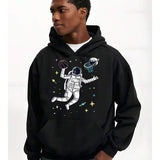 Men's Hoodie Floating Among Stars With Planets And Cosmic Basketball Astronaut