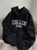 Men's Hoodie Miami Florida Lettering In Sport Style On Black Hoodie