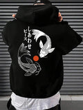 Men's Hoodie Graceful Circular Patterns With Minimalist Red Dot Koi Carp