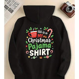 Men's Hoodie This Is My Christmas Pajama Shirt Festive Leaves With Candy Cane And Red Mug