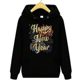 Men's Hoodie Happy New Year With Colorful Fireworks In Festive Atmosphere Hoodie