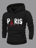 Men's Hoodie Dripping White Letters With Red Graphic Among Paris Skyline Hoodie