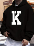 Men's Hoodie Bold White Letter K On Solid Black Hoodie