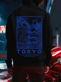 Men's Hoodie Tokyo Neon Pagoda Under Luminous Night Sky With Temple Architecture