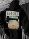 Men's Hoodie God Is Good Sunset Silhouettes And Palm Trees Under Faded Pastel Skies Hoodie